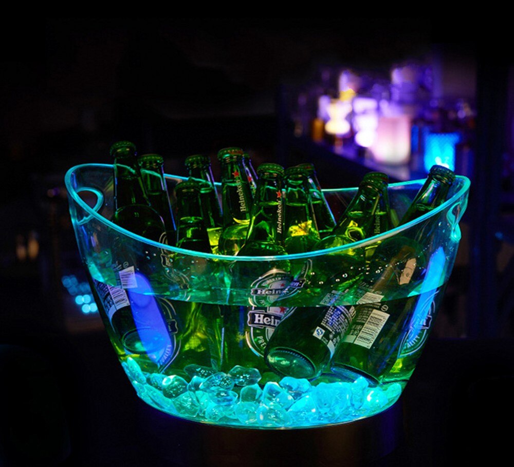 Large 12L Led ice buckets color changing LED light up Wine Cooler Barrel shaped Champagne wine beer ice bucket bar