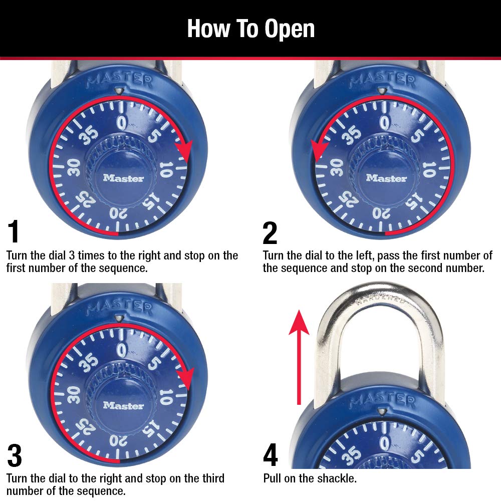 Master Lock – casier à combinaison 1530D, verrouillage par mot de passe Portable, cadenas à combinaison, verrouillage rotatif pour casiers de gymnastique et scolaires