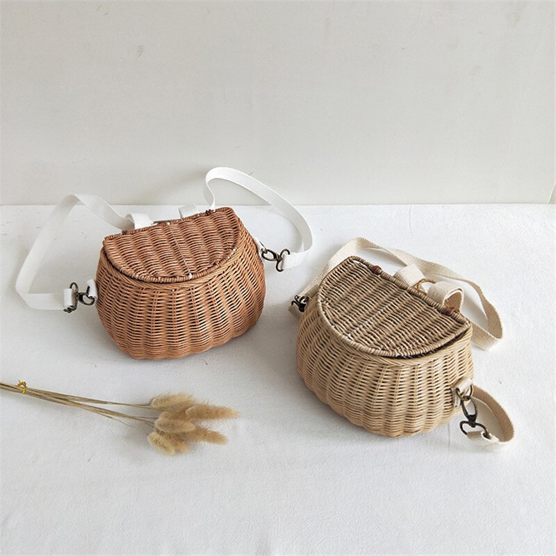 Kleine Grote Back Mand Kinderen Fietsmand Handgemaakte Tattan Mand Kid 'S Rugzak Meisjes