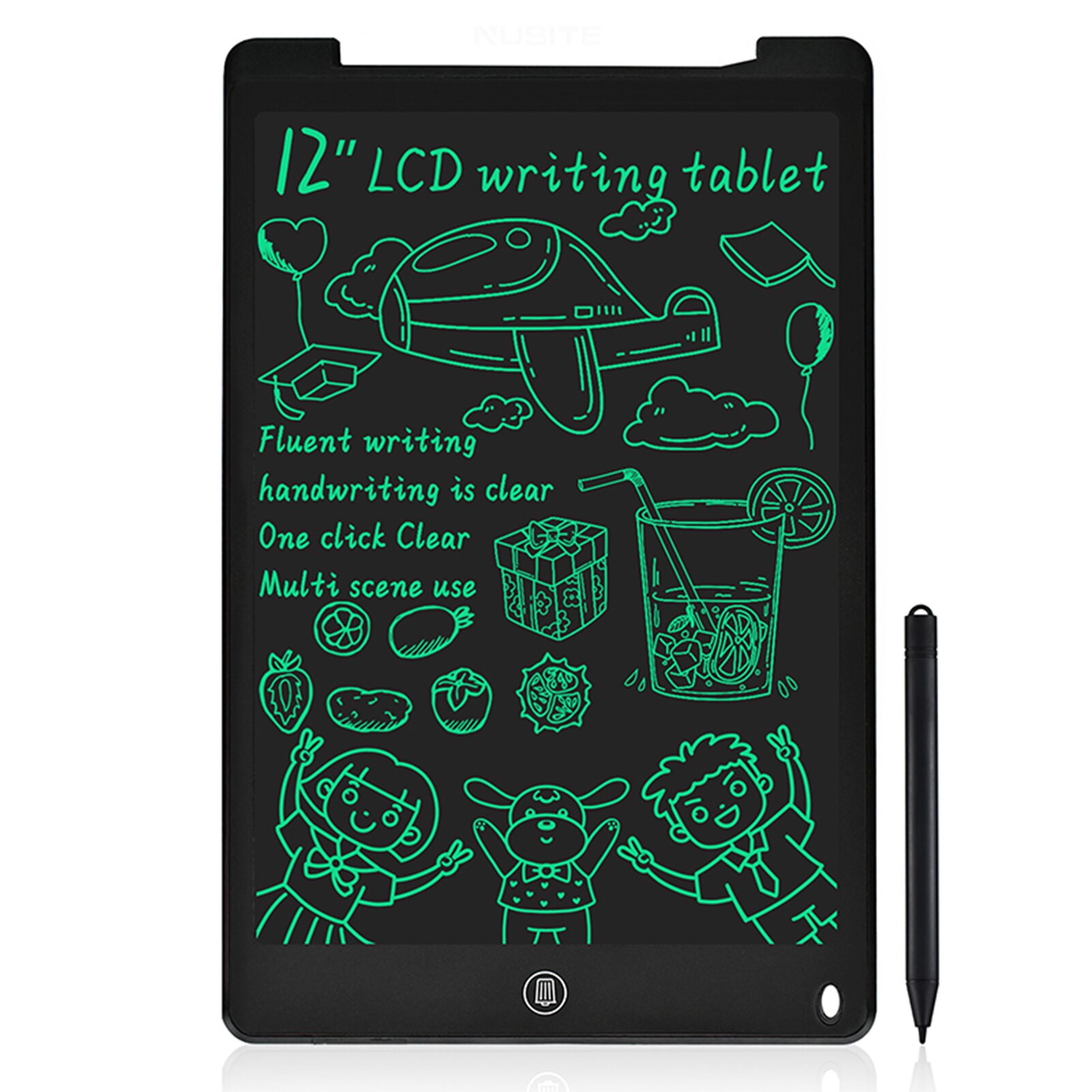 LCD Writing Tablet 12 Inch Color Screen with Stylus Drawing Writing Taking Notes Leaving Messages for Toddlers Adults: Black 1