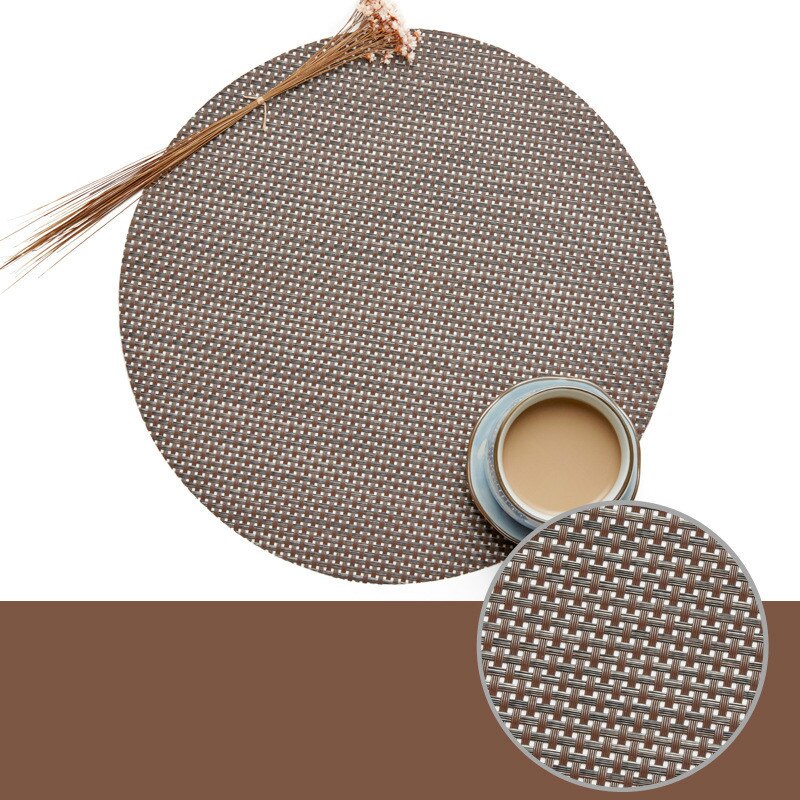 Keukenaccessoires plastic tafel placemats kom kerstmat beker onderzetters set rond geweven pvc isolatiemat pot koffie eetkamer: Weefmat 11