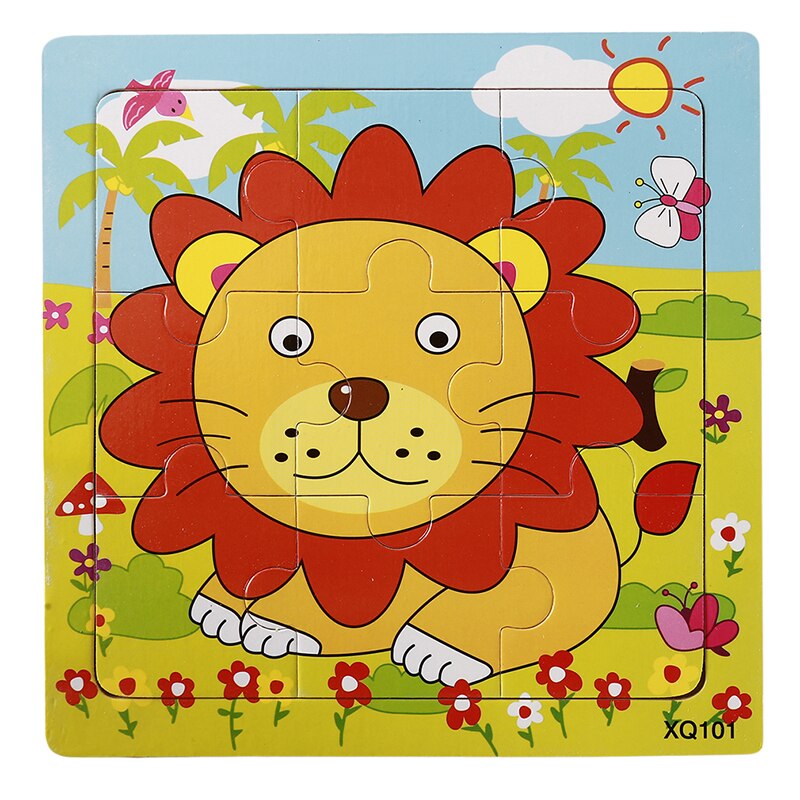 9Pcs Woodpuzzle Baby Peuter Vroege Ervaring Intelligentie Cartoon Animal Bee Puzzel Houten Speelgoed