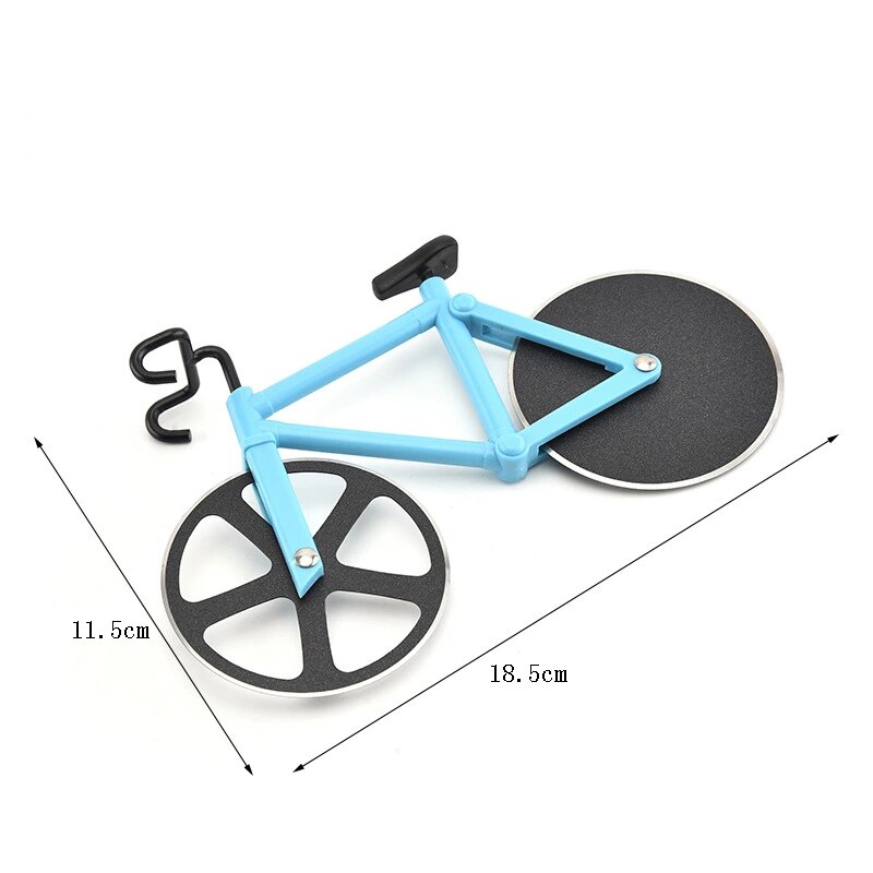 Stainless Steel Kitchen Pizza Tool Bike Pizza Cutter Knives Non-stick Two-wheel Bicycle Shape Pizza Cutting Knife With Holder