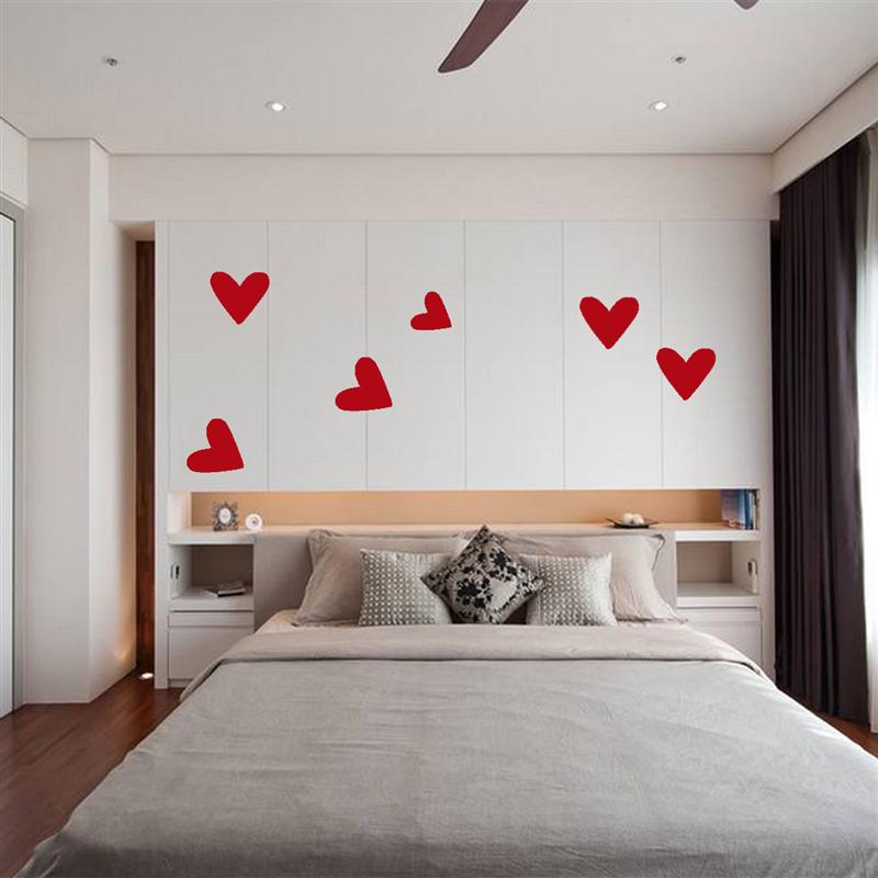 25 Pcs Love Heart Stickers PVC Self-Adhesive Romantic Valentines Day Wall Decals Decoration For Living Room Dining Room Bedroom