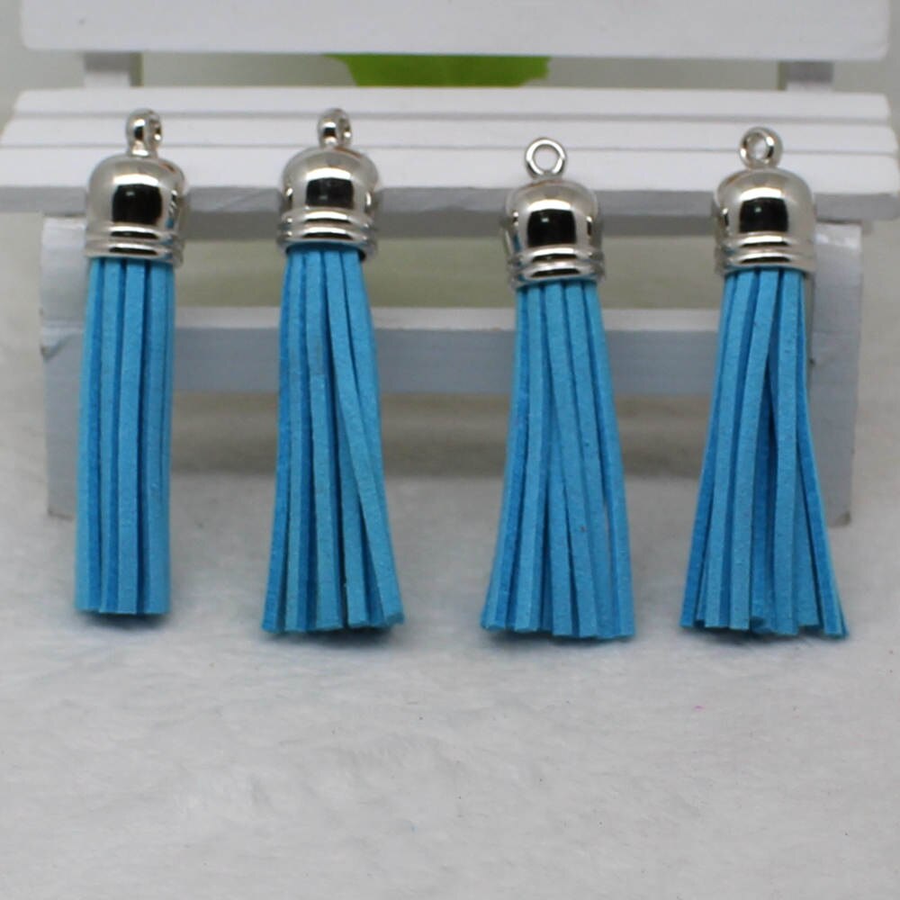 58 mm kwastjes van suèdemix voor sleutelhangers, sieraden, mobiele telefoonbandjes, , 50 unids leren kwastjes, doe-het-zelf accessoire: 1