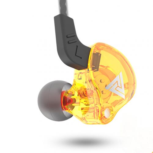 QKZ AK6 106dB 1.2m High Fidelity Wire Earphones Universal 3.5mm Sports In-ear HiFi Sound Earphone for Phones Tablet Durable line: Yellow