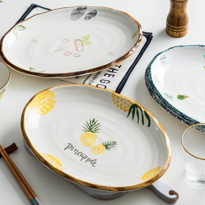 Knoedel Gerechten Thuis Keuken Vis Ovale Schotel Sushi Platen Diner Grote Keramische Barbecue Vlees Plaat Hotel Restaurant Plaat