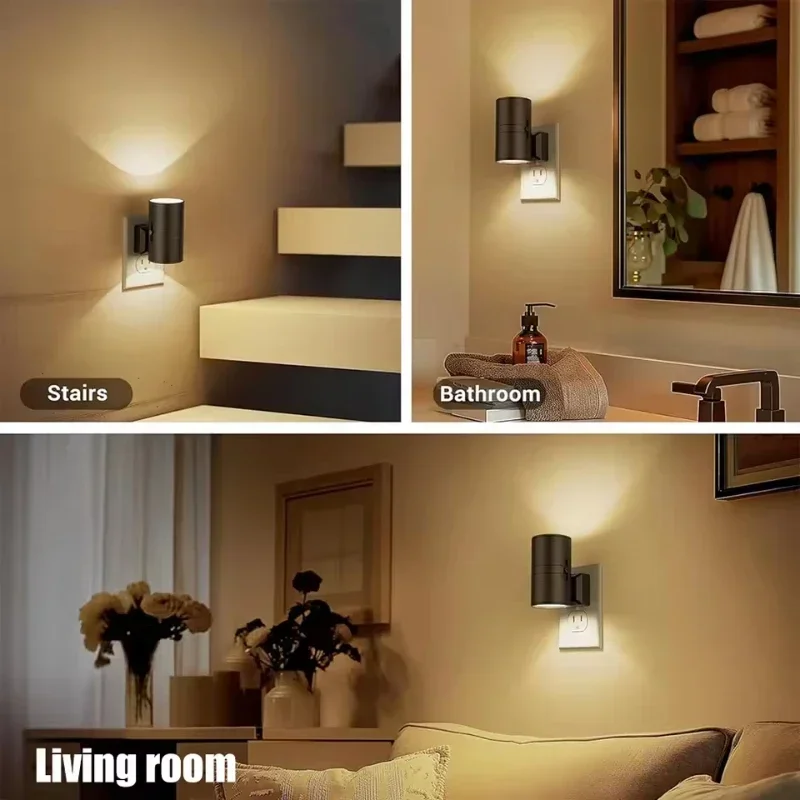 Veilleuse LED à brancher le capteur du crépuscule à l'aube, luminosité réglable, veilleuses à intensité variable pour cuisine, couloir, chambre à coucher, escaliers