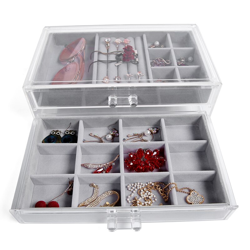 M Clear makeup drawers transparent plastic makeup storage drawers with covers can put jewelry tray inside C227-2