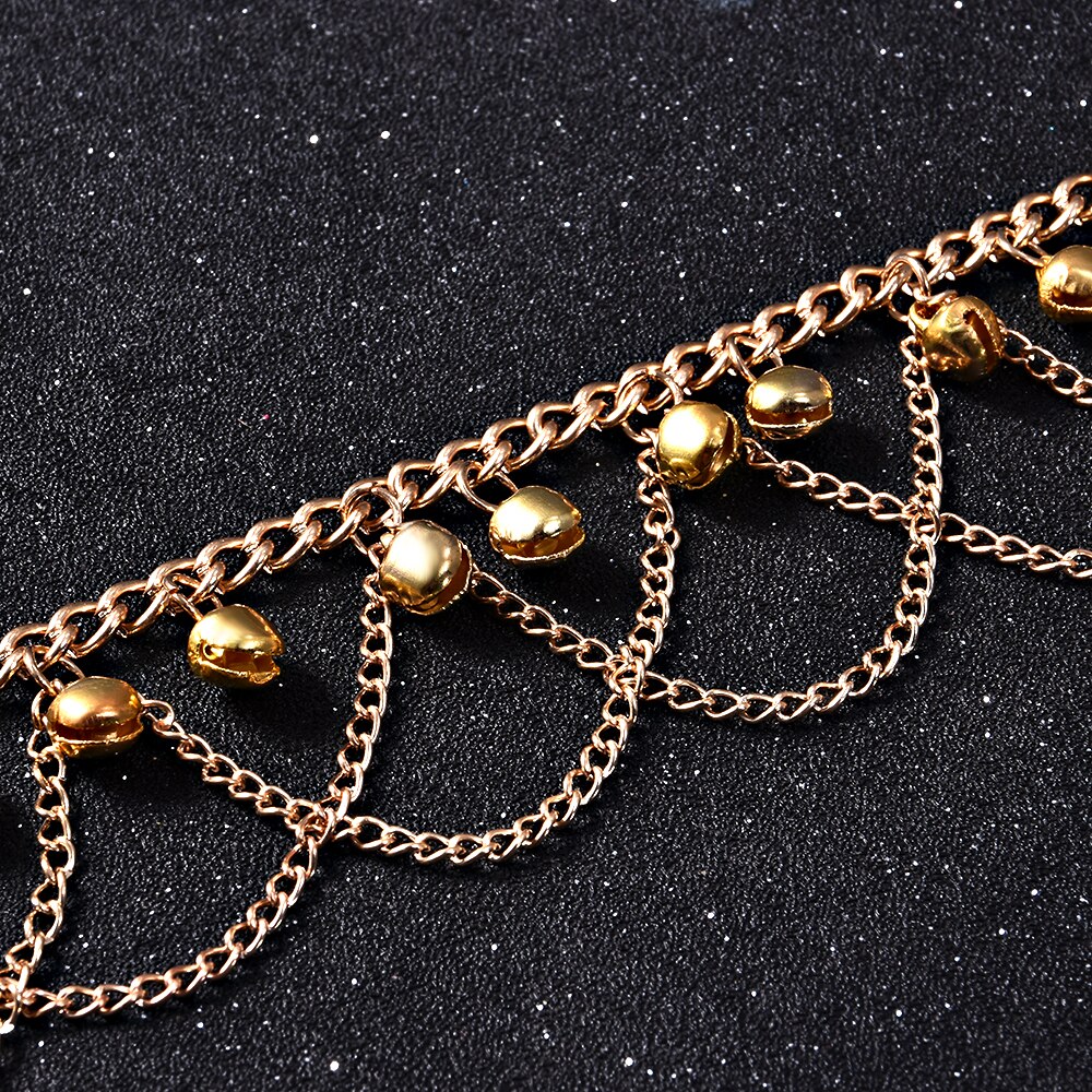 Nouvelle chaîne cheville femmes Gril gland chaîne cloches son or métal cheville Bracelet pied chaîne bijoux plage cheville