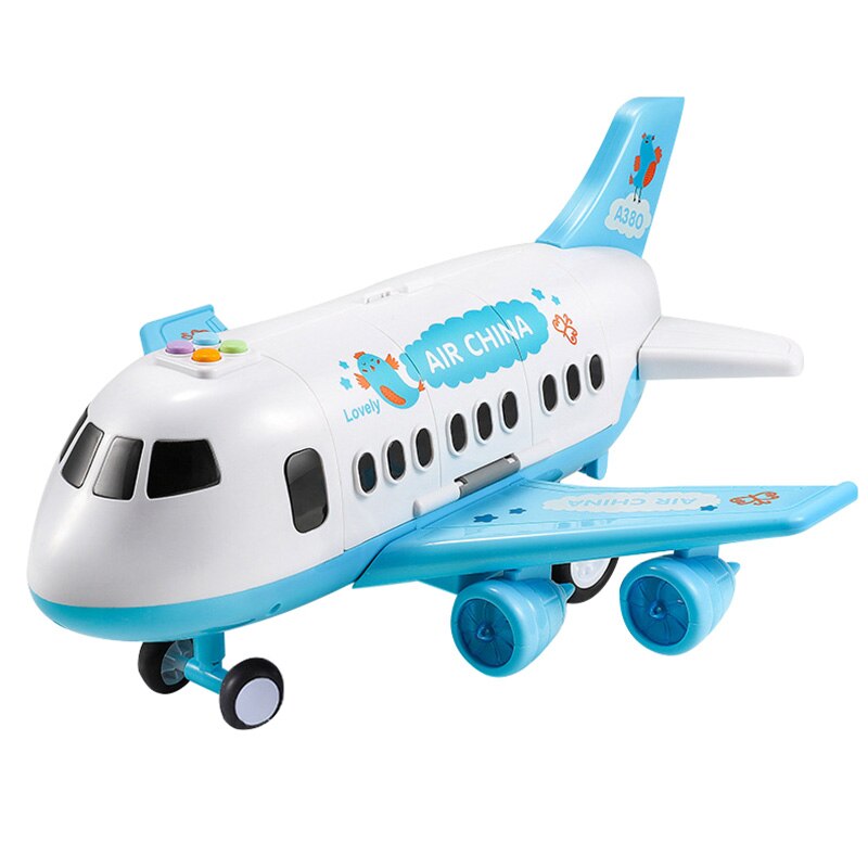 Kinderen Speelgoed Vliegtuigen Jongen Baby Oversized Muziek Track Inertie Speelgoed Auto Vliegtuig Passagier Model Grote Opslagruimte, Lichtblauw: Default Title