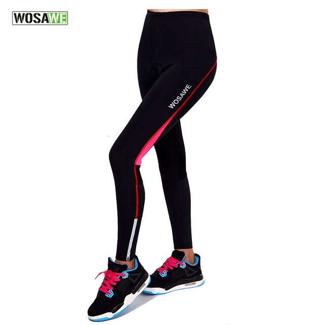 WOSAWE Cycling Pants Sportswear Women's Bike Trousers Bicycle Riding Clothing Padded Spring Female Pants Green Red