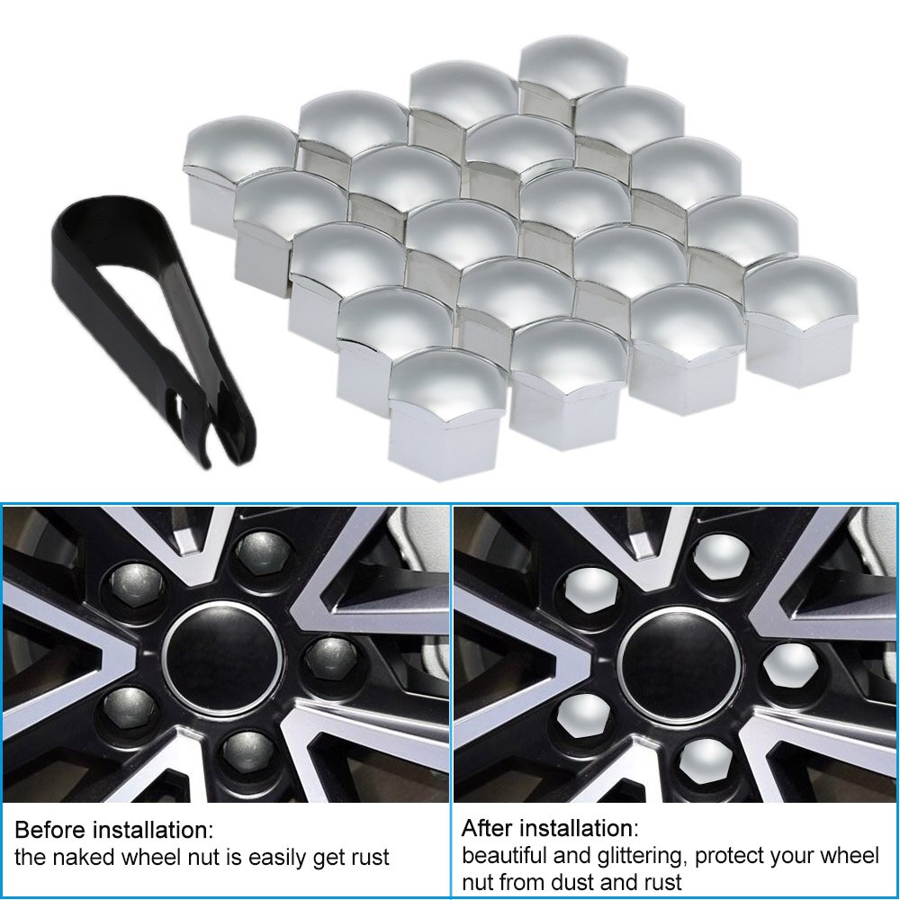 KKmoon Set van 20 stks Universele 17mm Plastic Auto Wielmoer Covers Bolt Caps
