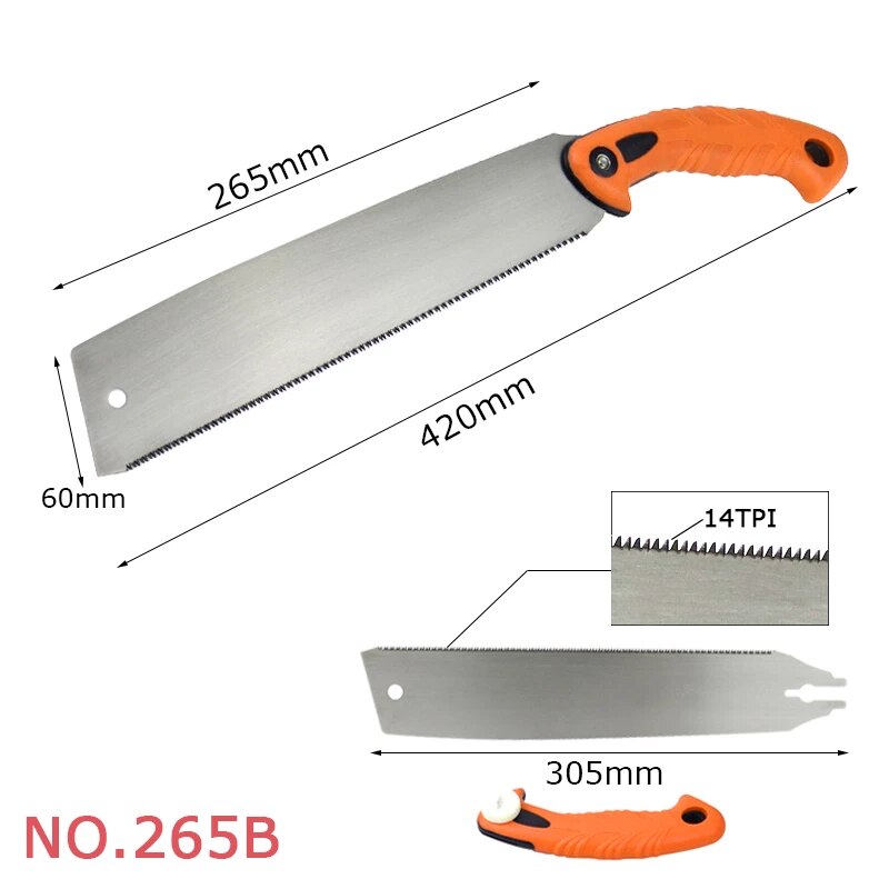 Portable Garden Pruning Hacksaws Wood Bamboo Trimming Hand Saw Woodworking Saw Ergonomic of Soft Rubber Handle