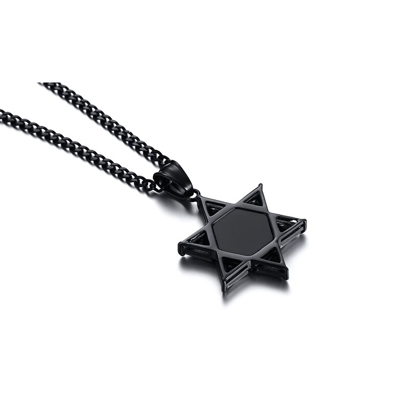 Freemason Masonic Black Hexagram Pendant with Stainless Steel Chain Necklace For Men Hip Hop Style Best Friend Choker