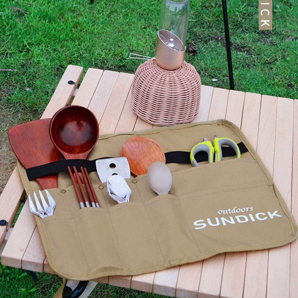 Sundick Outdoor Picknick Bbq Opslag Pack Houder Camping Servies Bestek Opbergtas Eetstokjes Lepel Vork Organizer