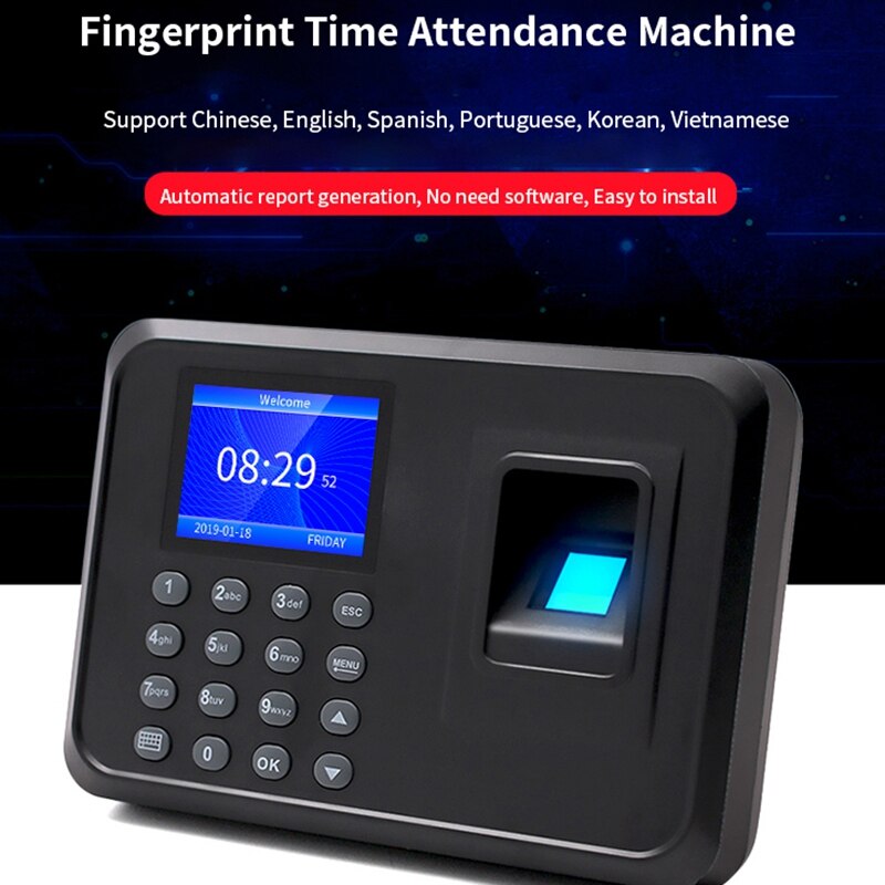 Biometrische Vingerafdruk Tijdregistratie Machine Time Clock Recorder (Au Plug)