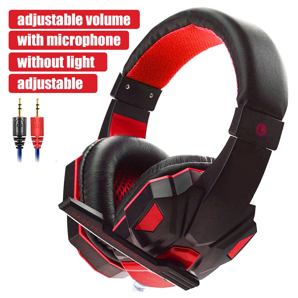 G2000 G9000 Gaming Headsets Big Headphones with Light Mic Stereo Earphones Deep Bass for PC Computer Gamer Laptop PS4 X-BOX: model A red