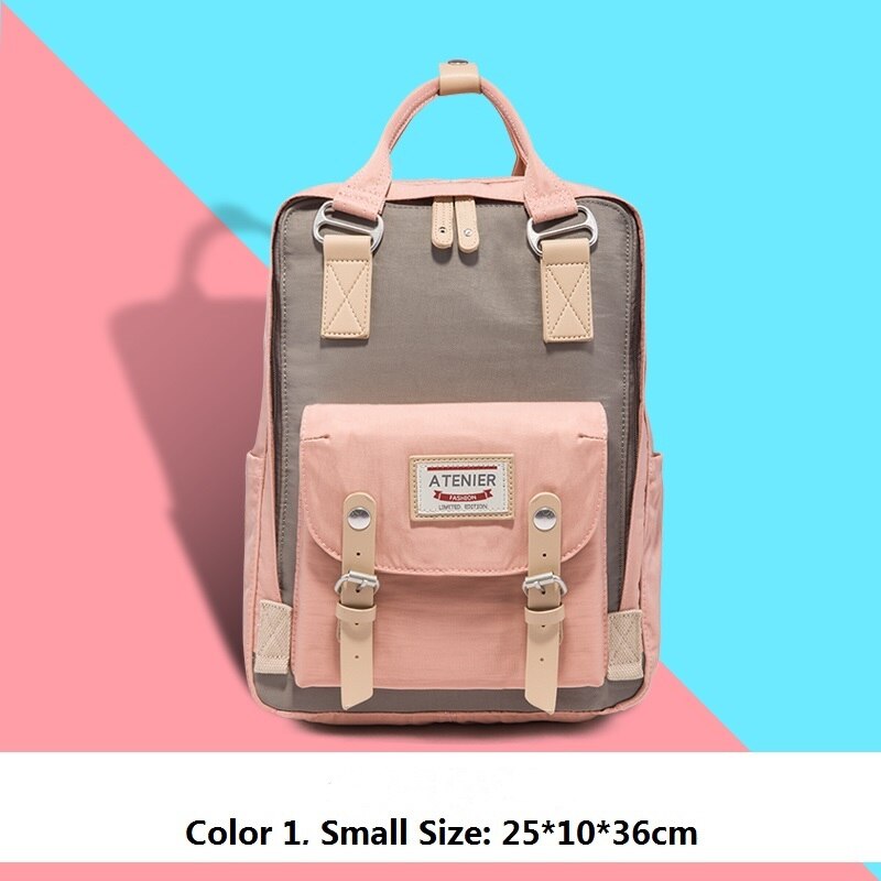 Mädchen-Rucksack aus Segeltuch mit Krapfen-motiv, schülerinnen-Rucksack in bonbonfarben, wasserdicht, schulrucksack, freizeit-reiserucksack, mochila feminina: Klein 3