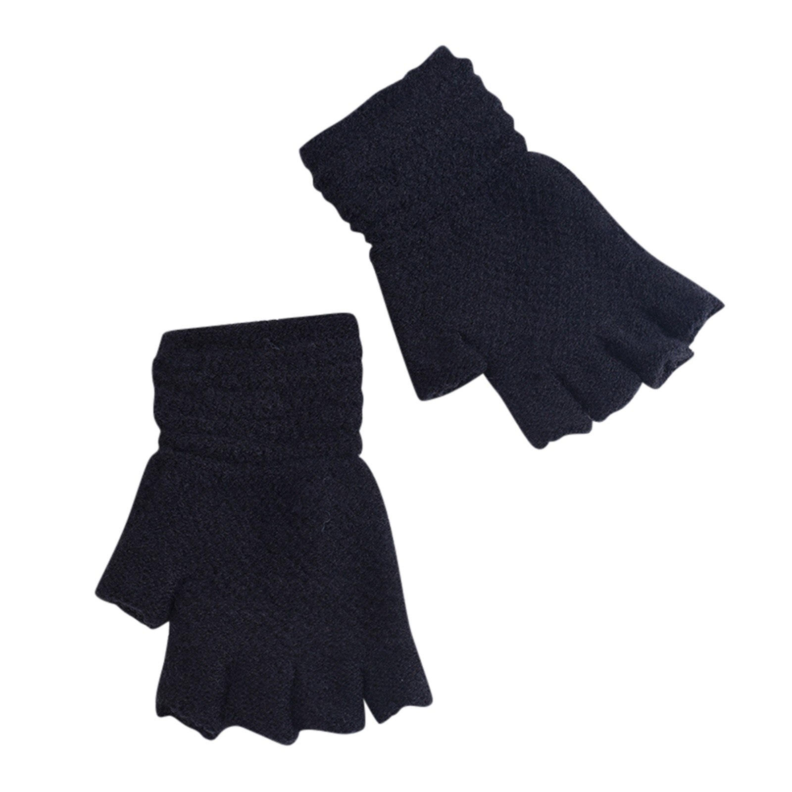 Winter Warm Solid Woolen Gloves Toddler Baby Girls Boys Winter Warm Solid Knitted Flip Fingerless Mittens Gloves Варежки Детские: Black