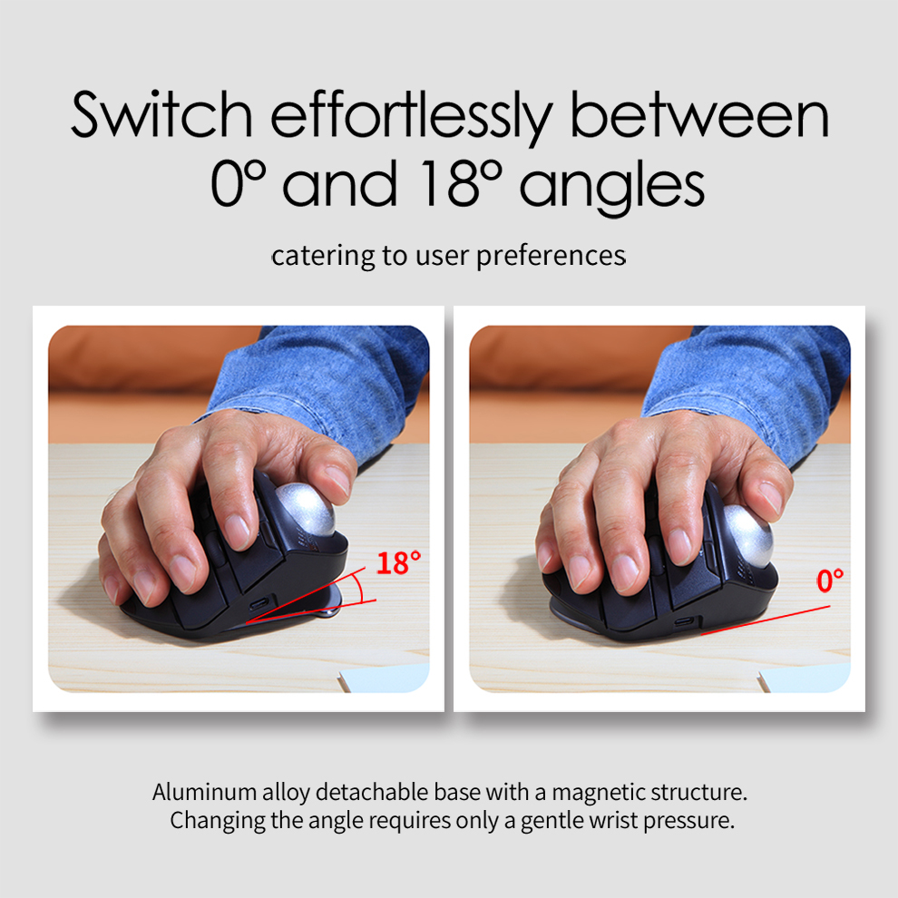 Draadloze Bluetooth Trackball-muis 2.4G RGB Ergonomische oplaadbare Rollerball-muizen 3-apparaatverbinding Duimbediening voor pc iPad