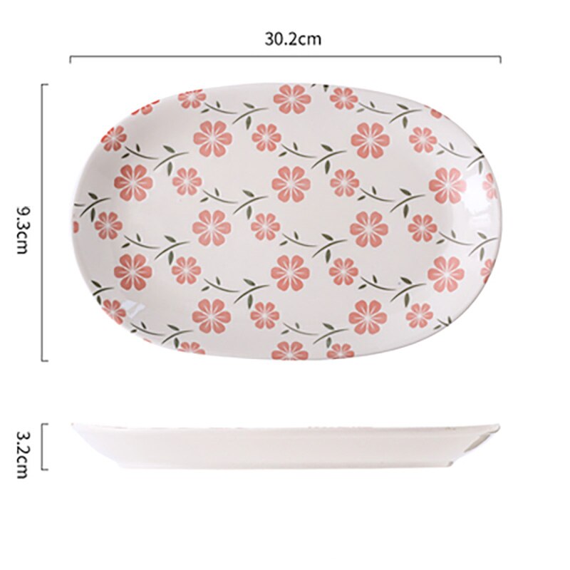 FANCITY Large fish plate, 12-inch oval plate, ceramic household bakeware, steamed fish plate, serving plate: 1