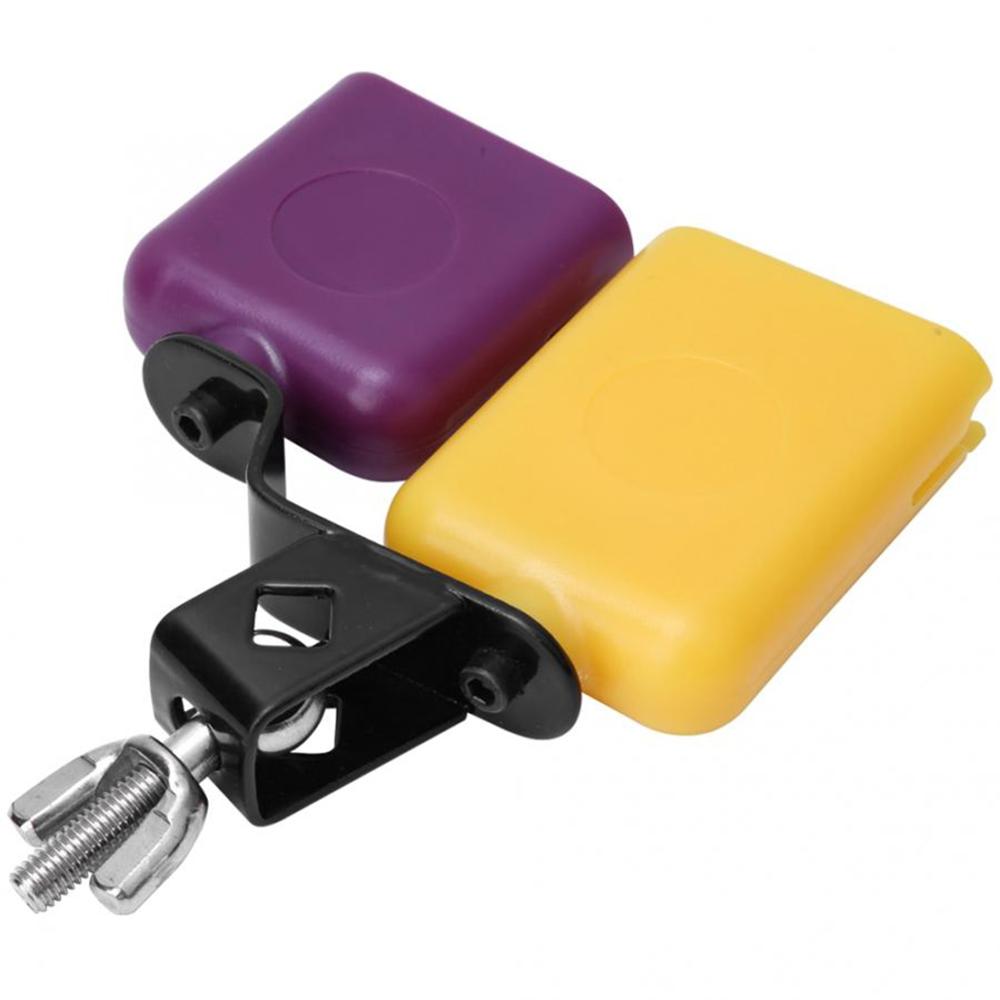 CB30 Yellow and Purple Cowbell Square ABS Plastic Fish Cow Bell High and Low Pitch Cattle Percussion Instrument