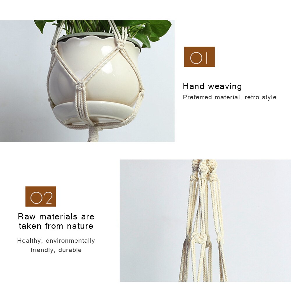 Macrame Katoen Handgemaakte Touw Opknoping Netto Opknoping Mand Vaas Bloem Plant Haak Sling Haak Land Yard Tuin Wanddecoratie