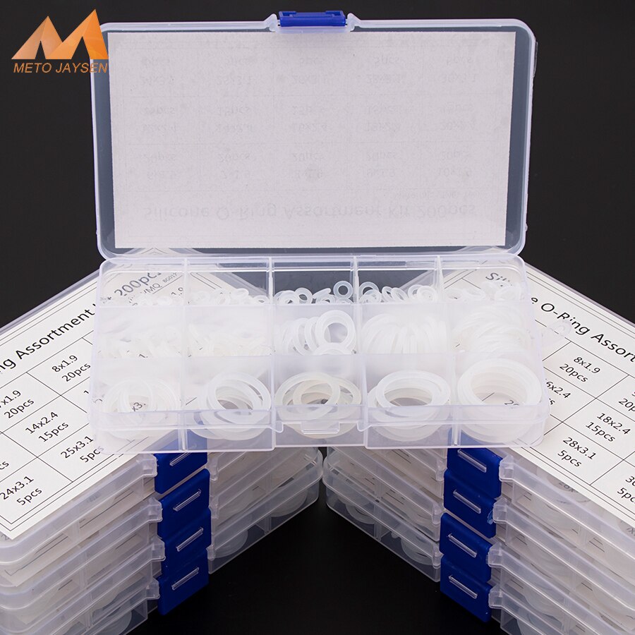 150-225 Stuks Siliconen Vmq Afdichting O-Ringen Wit CS1mm 1.5Mm 1.9Mm 2.4Mm 3.1Mm od 6mm-35mmDurable Pakking O Ringen Assortiment Kit S8