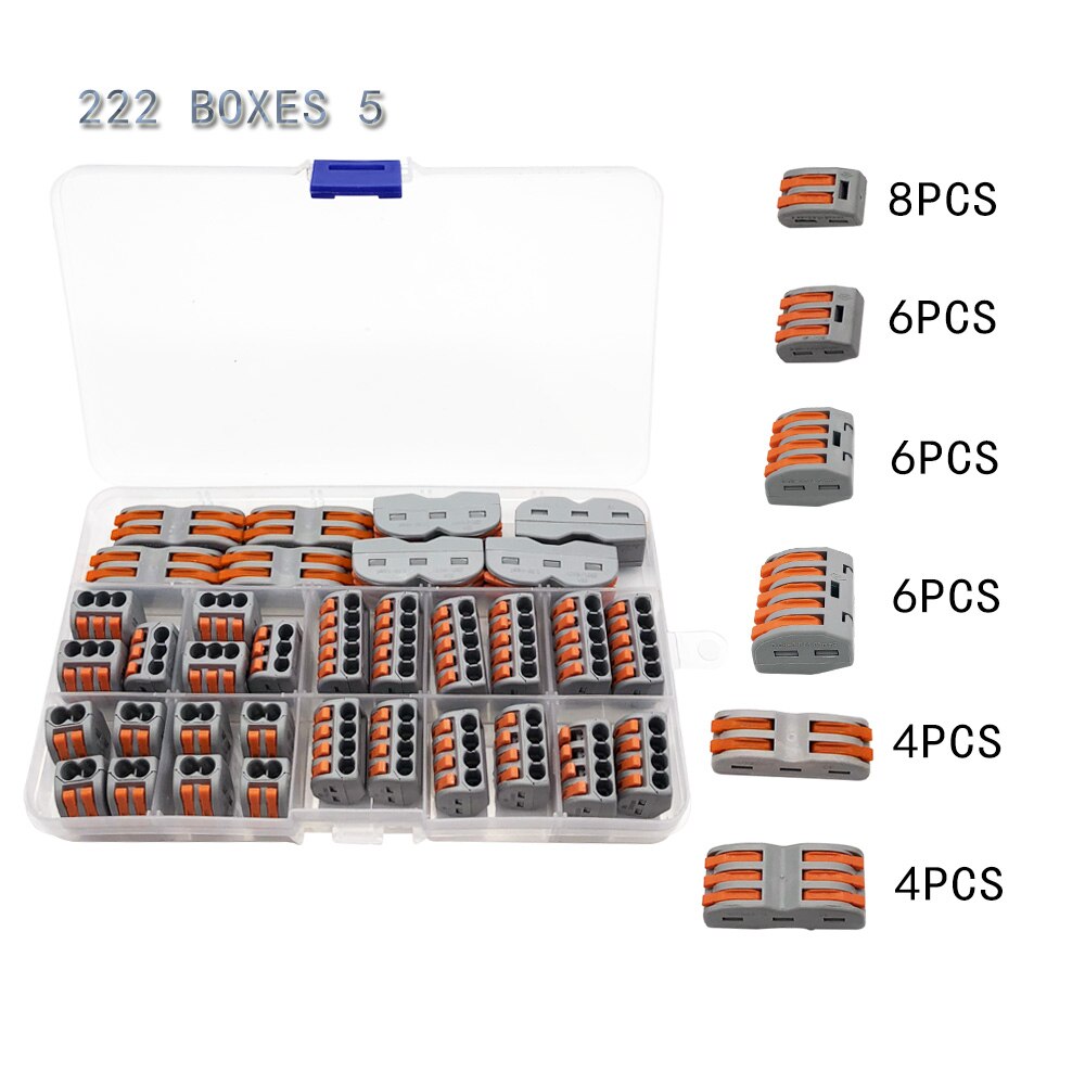 wire connector set box universal compact terminal block lighting wire connector for 3 room hybrid quick connector: 222 Boxes 5