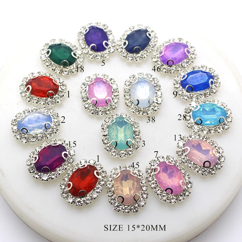 Gorąca sprzedaż 10 sztuk/partia 15*20mm RhinestoneResin galaretki kolor akcesoria do ręcznie wykonane nowe mody błyszczące Cabochon...