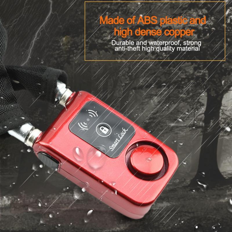 Bluetooth fietsslot anti-alarm 110dB slot, Y797G Waterdicht Bluetooth Fietsketting Smart Lock Anti-Vluchtcontrole