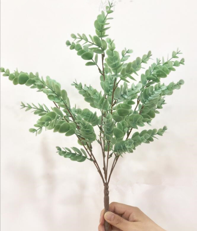 Meldel Diy Bruidsboeket Decoraties Kunstmatige Eucalyptus Bladeren 7 Vorken Handgemaakte Plant Bloemstuk Bruiloft Benodigdheden: Type 2 grey green