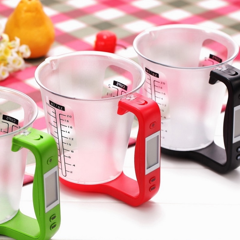 Vaso medidor de Cocina Digital Libra, herramienta electrónica, báscula con pantalla LCD, tazas de medición de temperatura, 1000g/1g