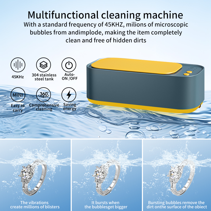 portable ultrasonic eyewear cleaner, household cleaner, jewelry cleaner, USB rechargeable eyewear, watch and jewelry
