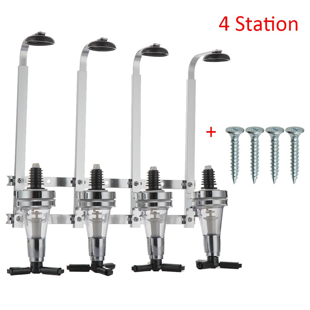 Bar Tools Drinks Wall Mounted 4 Station Liquor Wine Dispenser Pourer Alcohol Bottle Holder Dispenser Beverage Pourer: Default Title