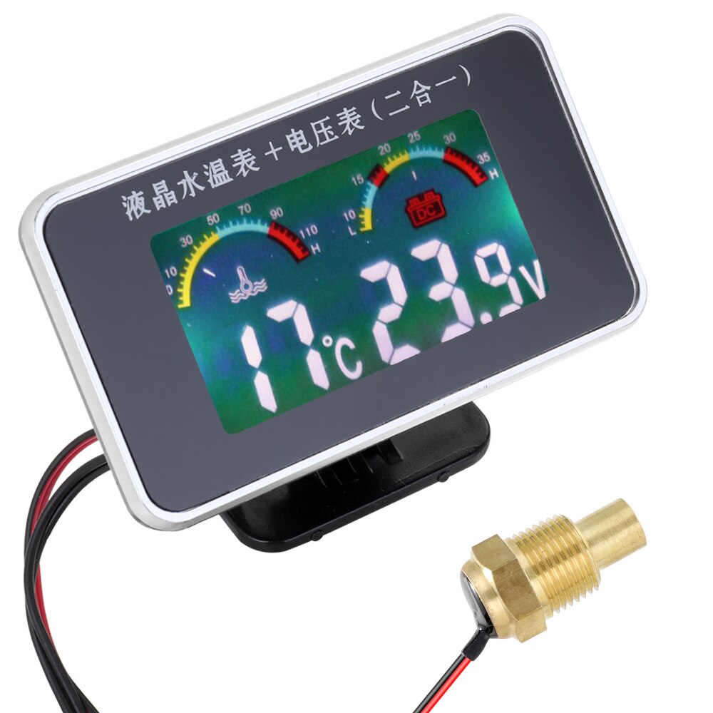 Thermomètre/voltmètre/horloge Digital Voiture PolarLander - Affichage LCD, Température Int/ext, Tension Batterie