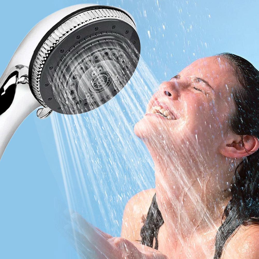 Universal Shower Head 5 Mode Function Chrome Anti-limescale Handset Pipe Toilet Supplies Hose Bathroom