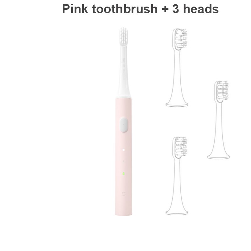 Xiaomi-cepillo de dientes Mijia T100 Mi, cepillo de dientes eléctrico inteligente Original de 46g y 2 velocidades Xiaomi, Sónico cepillo de dientes, blanqueador, recordatorio de zona de cuidado bucal: pink with 3 heads