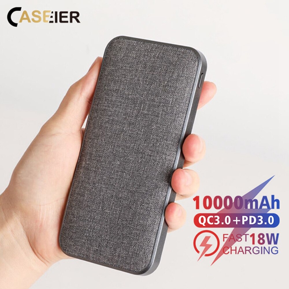 CASEIER 18W 10000 mAh Energie Bank PD QC 3,0 Für iPhone 12 11 XS Profi Max Samsung Xiaomi 10000 mAh Tuch Energie Tragbare Ladegerät