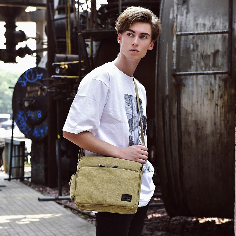 Grote Capaciteit Canvas Messenger Bag Mannen Multifunctionele School Crossbody Tassen Jongens Waterdichte Meer Interne Schoudertas