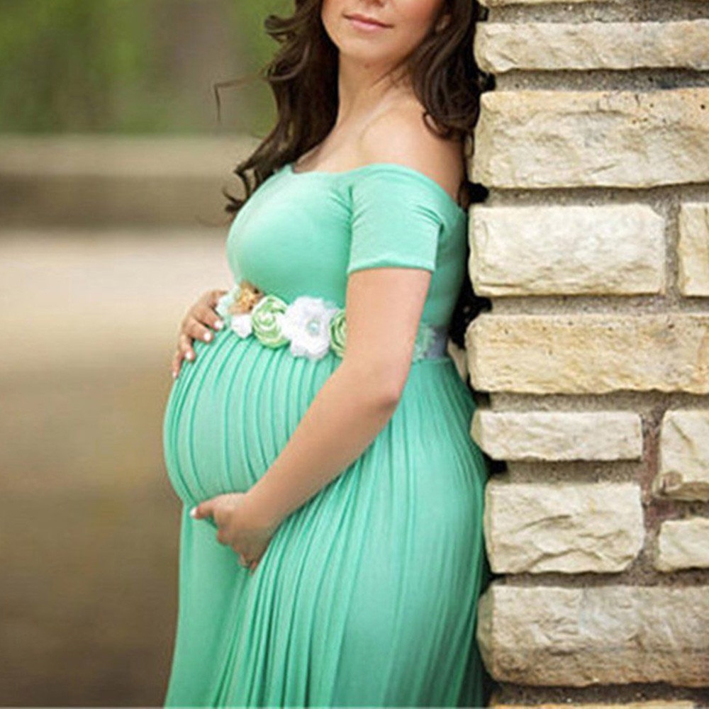 Summer Maternity Dresses Women Off Shoulder Foral Printed Sexy Long Dress Photography Props Ropa Premama Plus Size Dress L-XL