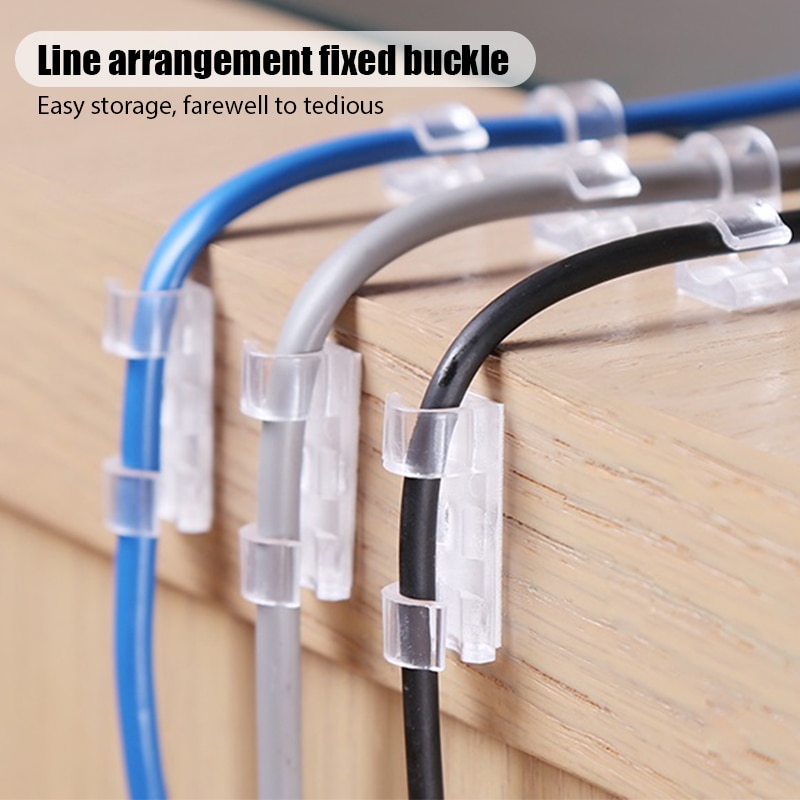 20Pcs Self Stick Wire Organizer Line Cable Buckle Clips Clamp Table Wall Fixer Fastener Holder on Data Telephone Line Winder