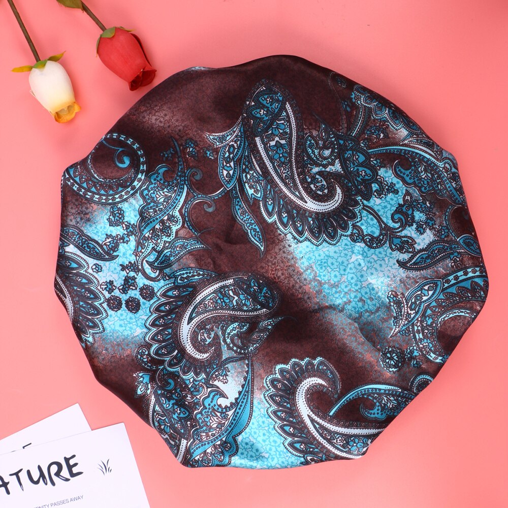 Large Sleep Cap Night Bonnet Double Layered Lace Elastic Nightcap Satin Sleeping Cap Hair Loss Caps Chemotherapy Hats Beanie Cap