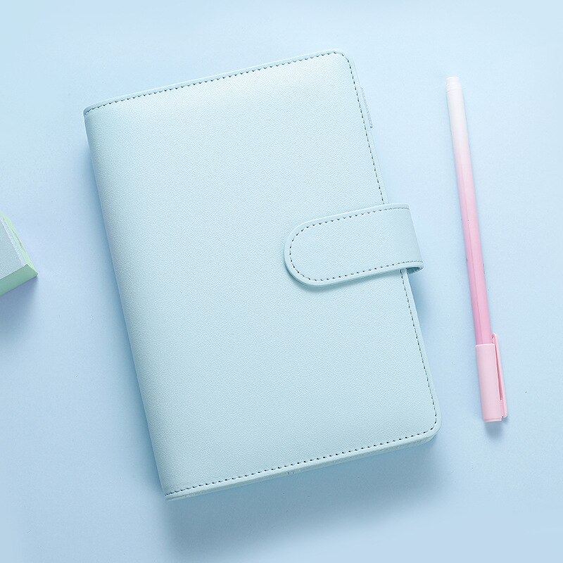 A6 Pu Loose Leaf Binder Losbladige Kern Diy Bindmiddel Notebook Cover Note Book Journal Kantoor School Briefpapier: blue