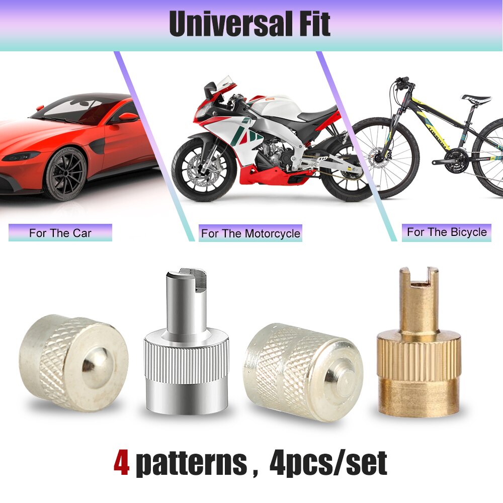 AUTCOAT 4/8Pcs Cuivre Fendue Fente Bouchon de Valve Avec Retrait de Noyau de Valve, Valve De Pneu D&#39;air Cache-Poussière Bouchon de Potence