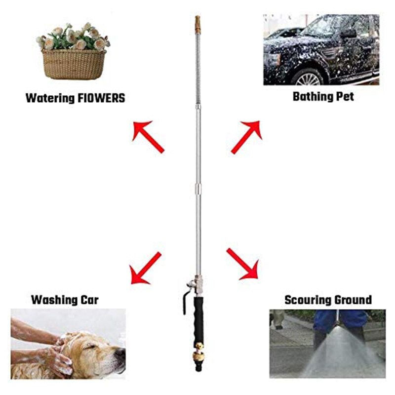 Hydro Jet Washer High Pressure Power Washer 38inch Wand Water Hose with Nozzle for Car Pet Window Cleaning Tool