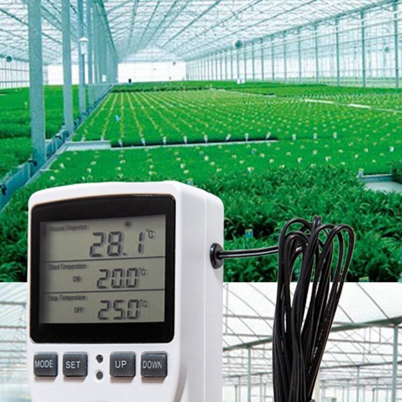 Digital Temperature Controller Thermostat Outlet Socket Plug Heating Cooling Timer for Homebrew Greenhouse
