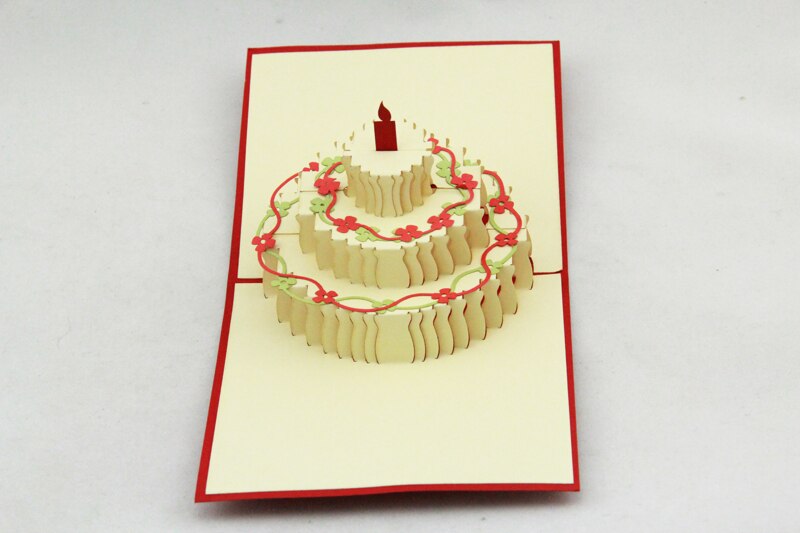 Flower birthday cake /3D pop up greeting card/ handmade birthday