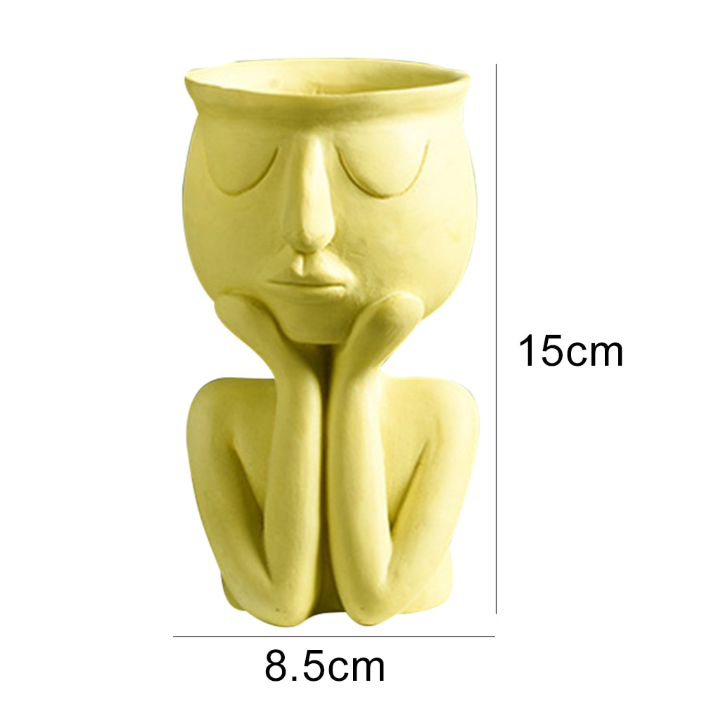 Human Think Face Ceramic Home Plants Flower Pot Vase Planter Tabletop Decoration Thinking Face Eco-Friendly Vase Nice  